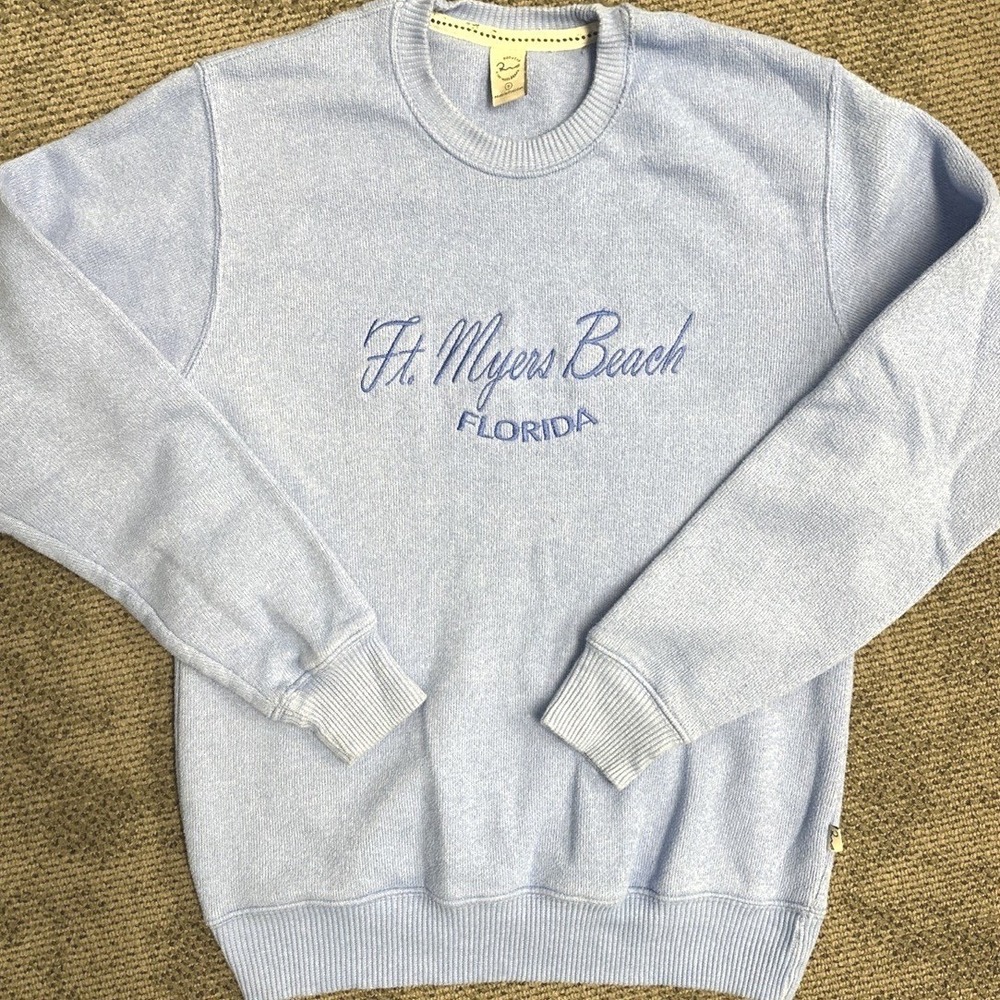 Ragwear Ft Myers Beach Florida Sweatshirt Mens Small Blue Embroidered Pullover
